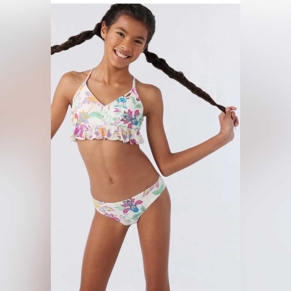 O'Neill Girl's Villa Floral Peplum Bikini Set, size 14, $68